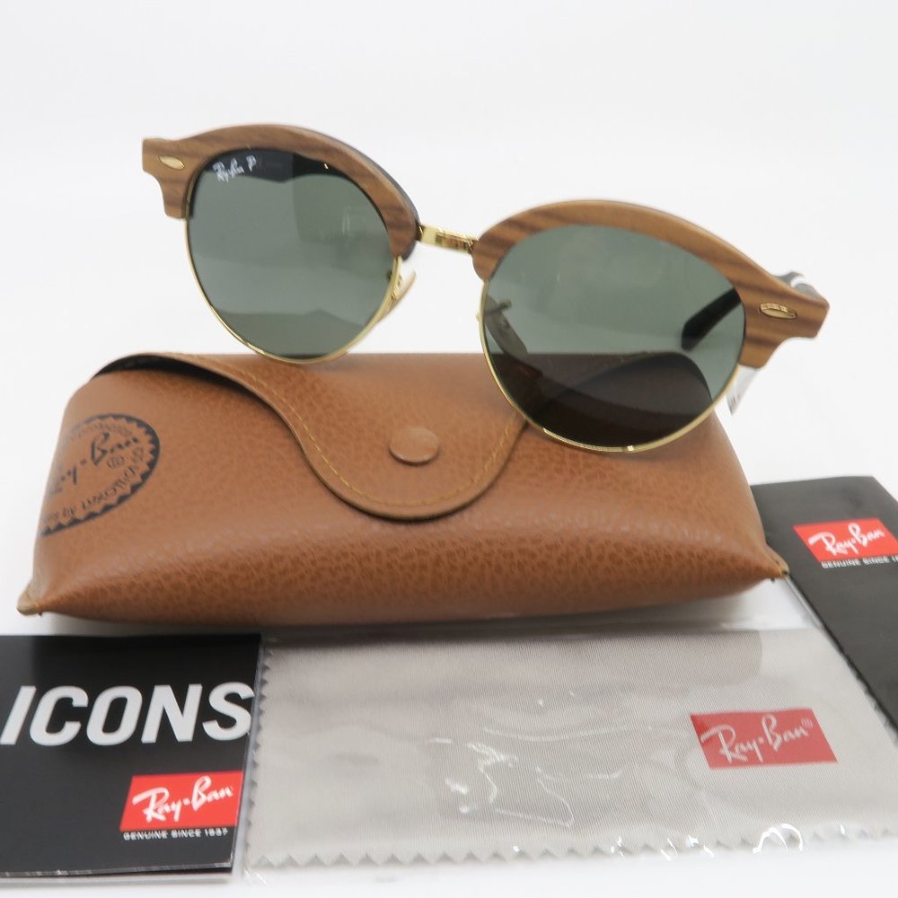 Ray-Ban Clubmaster New RB 4246M 118/58 Wood & Gold - Picture 1 of 9